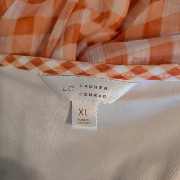 Gingham Ruffle Wrap Dress - Orange - Picture 6 of 8